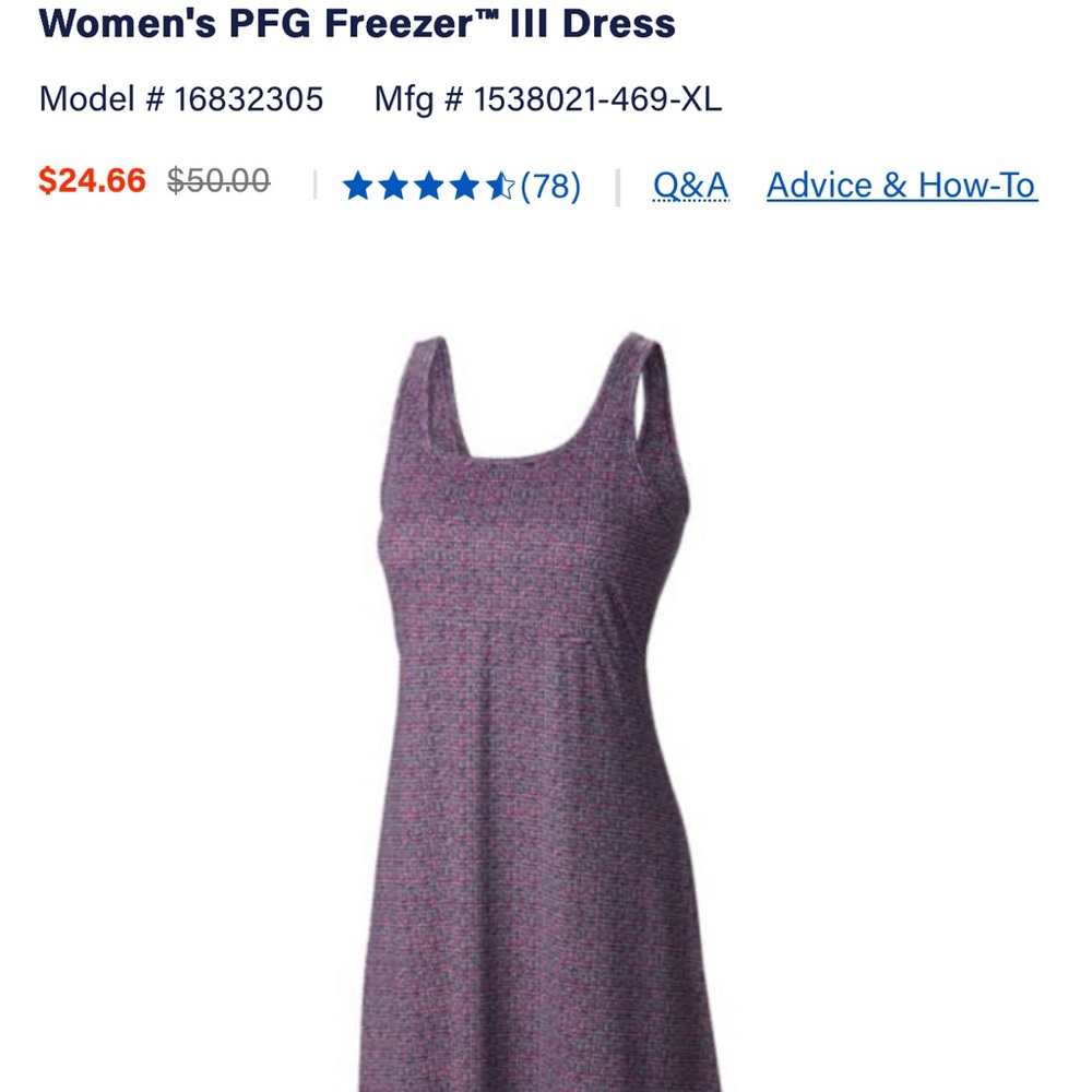 COLUMBIA Women's Performance Fishing Gear Freezer III Dress MEDIUM blue pink